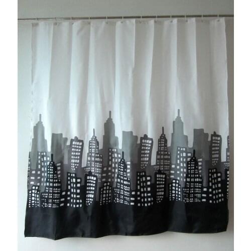 Scenery Curtains Building Bathroom Fabric Black Shower Curtains Polyester Rideau De DoucheFree Shipping