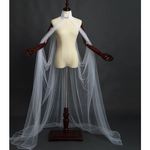 Long Wedding Cape Champagne Soft Tulle Boho Evening Bridal Wrap Cloak Wedding Accessories DQG1156