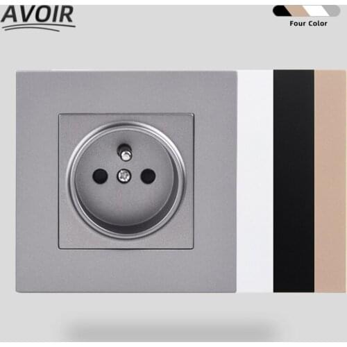Avoir Wall Socket FR French Standard Plug Electrical Outlets Plastic Panel Power Sockets 86mm * 86mm 16A White Black Gray Golden