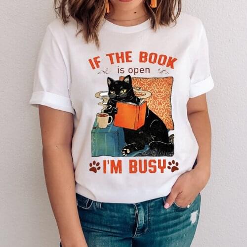 Women Graphic Funny Paw Cat Animal Coffee Funny Short Sleeve Cartoon Lady Clothes Tops Clothing Tees Print Female Tshirt T-Shirt