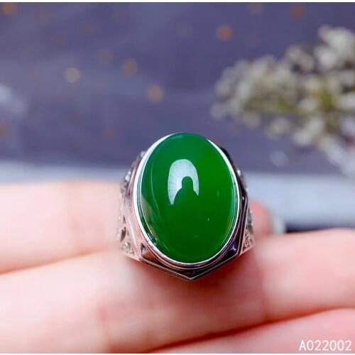KJJEAXCMY fine jewelry 925 sterling silver inlaid natural Chalcedony new men ring luxury Support Detection
