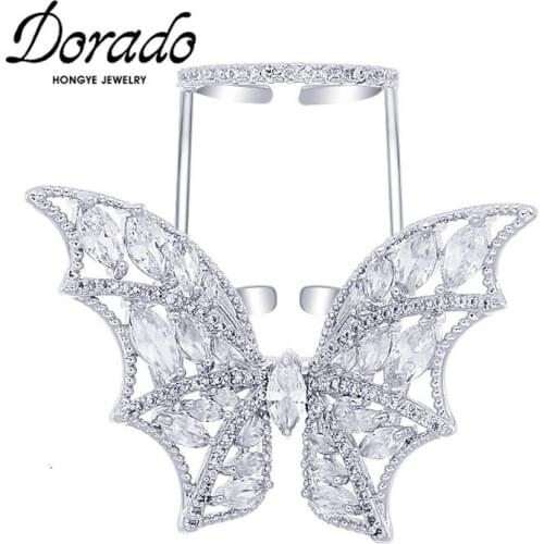 Dorado Fashion Resizable Butterfly Rings For Women AAA Zircon Girl High Quality Metal Party Jewelry 2021 Best Gift Hot Sale