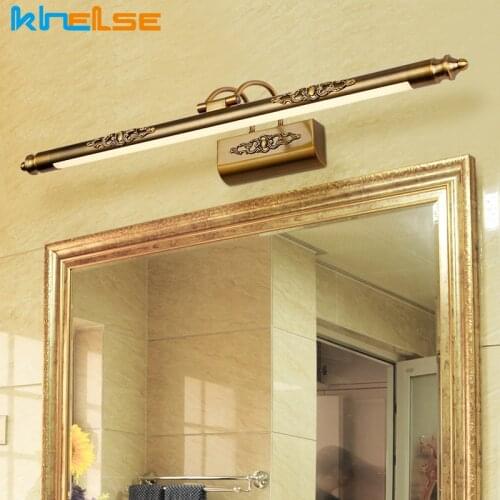 Retro Cosmetic LED Mirror Lamp 500mm 8W European Makeup Light Vanity Bathroom Wall Lights Bronze Cabinet Sconce Lighting Decor