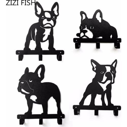 Bulldog coat hook Iron puppy creative hook Key & Decorative Hooks Living room toilets hooks Wall decoration storage supplies