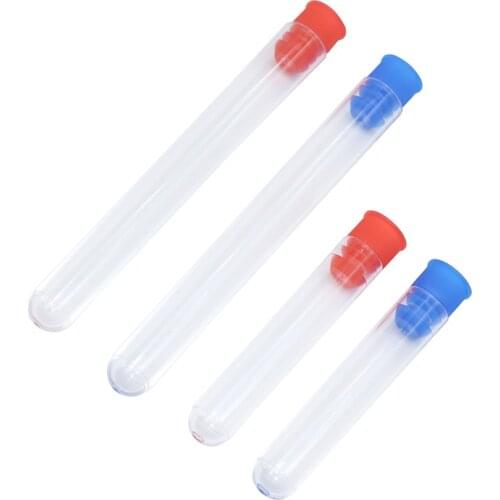 20 Pcs Transparent Laboratory Transparent Plastic Test Tube Round Bottom Tube Sample Bottle With Push Cover Laboratory Supplies