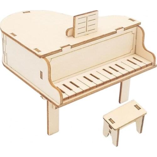 Laser Cutting DIY Grand Piano Toys 3D Wooden Puzzle Toy Assembly Model Wood Craft Kits Desk Decoration for Children Kids