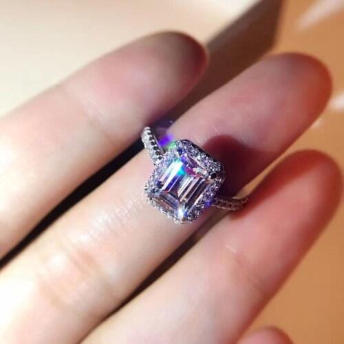 Hot Famous brand jewelry square gems stone letter T ring wedding engagement gift