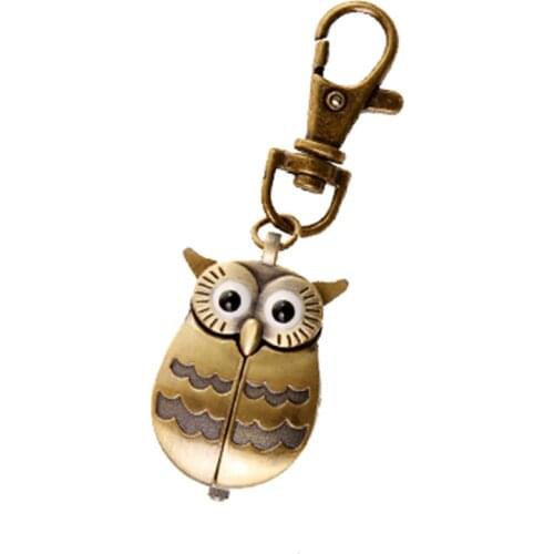 Cute Bird Owl Watch Necklace Keychain Watch Vintage Accessories Gifts