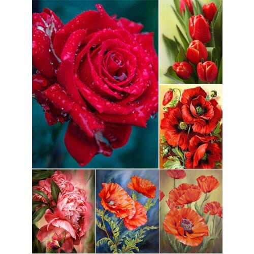 5D DIY Diamond Painting Rose Cross Stitch Kits Full Drill Square Embroidery Mosaic Art Flowers Picture of Rhinestones Home Decor