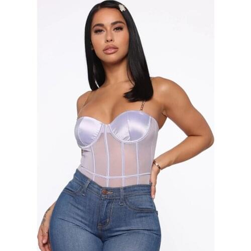 New Sexy Lingerie Metal Chain Sling Top Vest Underwiring Perspective Erotic Uniforms Sex Costume Mujer Sexi Clothing