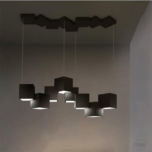 Nordic Post-modern Simple Geometric Pendant Lights Creative Personality Box Pendant Lamp Living Room Bar Art Decor Hanging Light