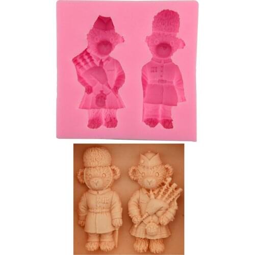Sweet bear couple cake mold fondant baking tool chocolate candy silicone mold DIY gel plaster mold