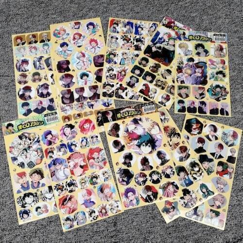 Mixed 12set/lot (240 pcs) My Hero Academia Stickers Toy All Figures HD Fashion DIY Self Adhesive Hand Tear Paper Sticker Toys