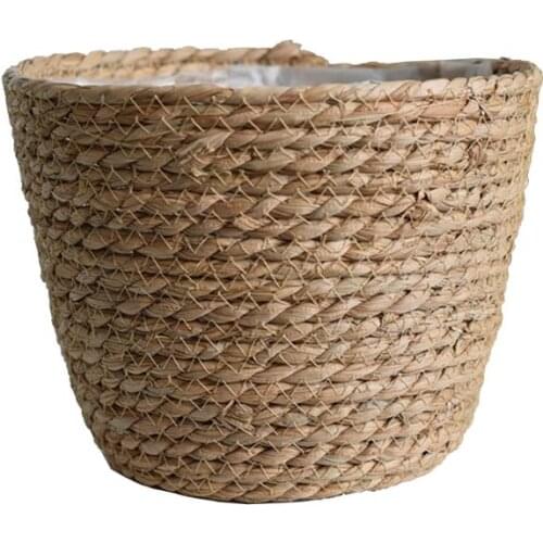 Nordic Handmade Straw Storage Basket Indoor Outdoor Flower Pot Plant Container