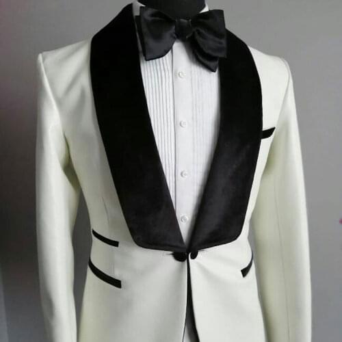 Ivory Groom Wedding Tuxedo Mens Suits Pants Best Man Blazer Costume Homme 2piece Groomsmen Coat Terno Masculino