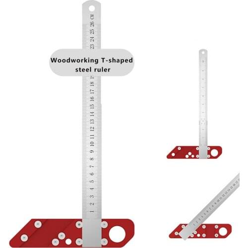 Woodworking T-shaped Steel Ruler Stainless Steel Measuring Tool Woodworking Precision Marking T-shaped Ruler