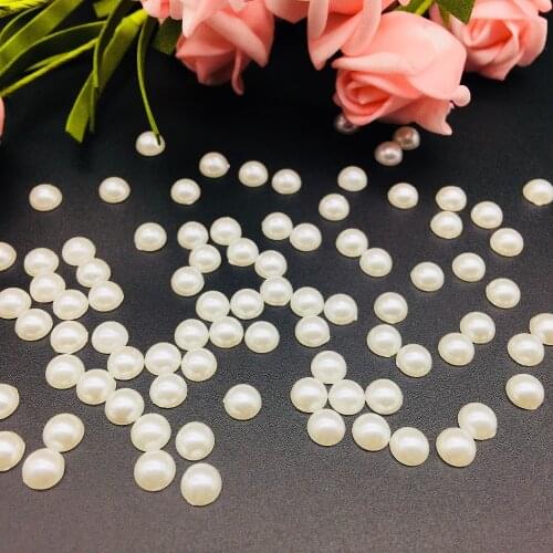 300pc 6mm round resin pearl flat back flat bottom gems Stone Stickers Creative DIY handmade Art Crafts Scrapbooking pearls