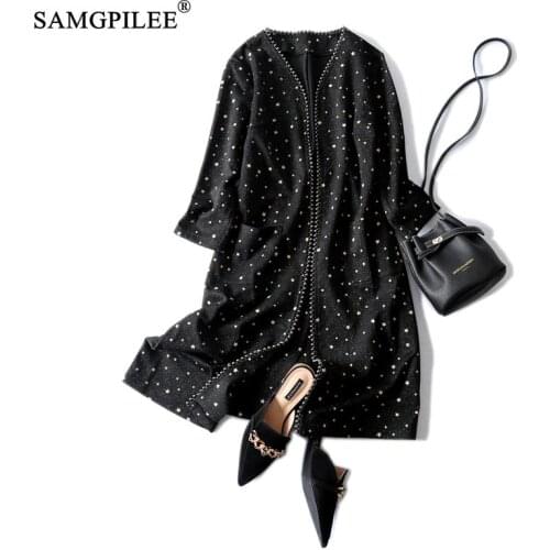 Trench Coat For Women 2021 Casual Female Windbreaker Three Quarter Sleeve Long V-neck Open Stitch Geometric Winter Coat Women