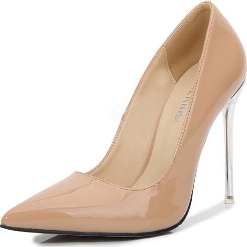 High Quality Woman Pumps Pointed Toe High Heels Women Wedding Shoes Apricot Black Sliver White Red Stiletto Heels Shoes 11 Cm