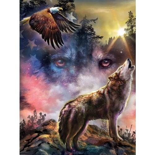 Animal Wolf DIY Cross Stitch Embroidery 11CT Kits Craft Needlework Set Cotton Thread Printed Canvas Home Decoration On Sell