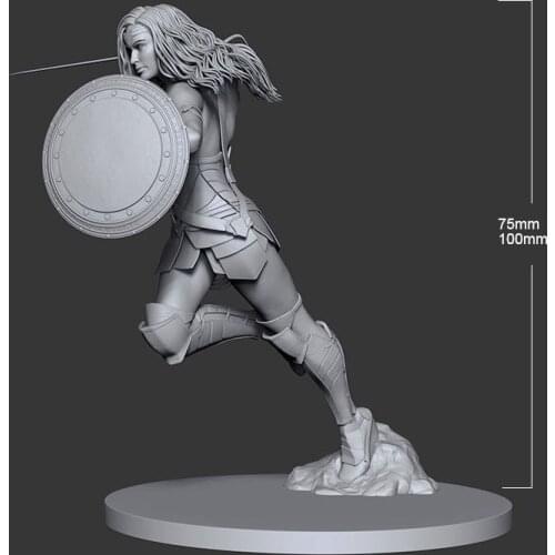 1/24 75mm 1/18 100mm Resin Model Kits Wonder Gril Warrior Female Soldier Figure Unpainted No Color RW-081