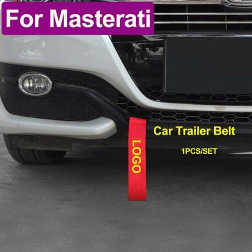 1x Black Red Car Decoration Trailer Rope Bumper Towing Belt for Ghibli Granturismo Levante Gran GT Cabrio Coupe Quattroporte