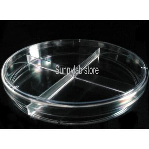 10pcs/lot lab 4-grids one-off 90mm plastic Petri dish for school biology experiments