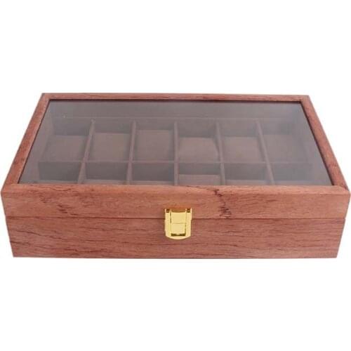 12Grids Wooden Watch Box Retro Watch Case Holder Organizer Storage Box for Men Watches Jewelry Boxes Display Best Gift