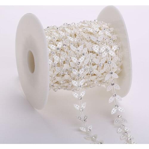 13mm 10Yards Pearls Rhinestones Chain Garland Flowers Wedding Party Decoration
