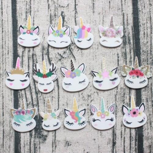 15pcs/lot kawaii planar resin unicorn head resin cabochons accessories
