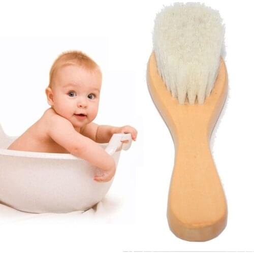2 Pcs/set New Baby Care Natural Wool Wooden Brush Comb Kids Hairbrush Newborn Infant Comb Head Massager