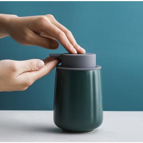 380ml Soap Dispenser Shampoo Bottles Nordic Bath Empty Refill Press Ceramic Bottle for Hair Conditioner Hand Wash Shower Gel