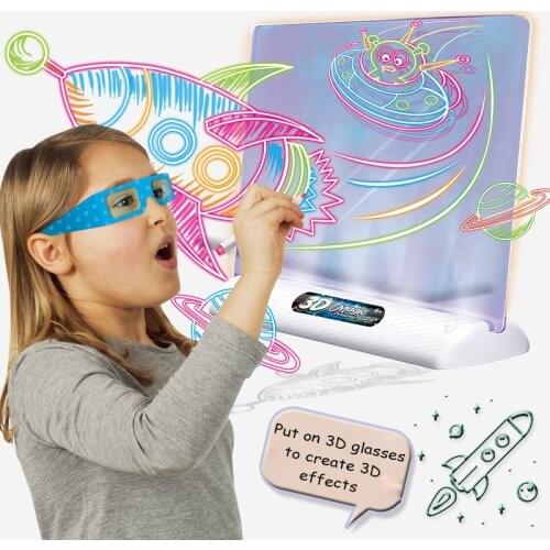 3D Fluorescent Drawing Board Magic Luminous Three-Dimensional Writing Board Graffiti Board Light Puzzle Children Drawing Board