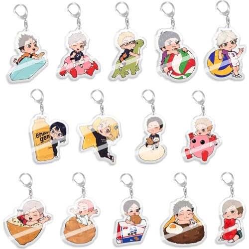 5pcs 10pcs Haikyuu!! Kei Tsukishima Oikawa Tooru Kenma Kozume Volleyball Club PVC Pendant Keychain Keyring