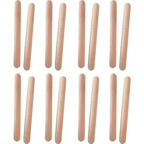8pairs Beginner Home School Rhythm Sticks Orff Musical Instrument Teaching Aids 8 Inch Natural Hardwood Classical