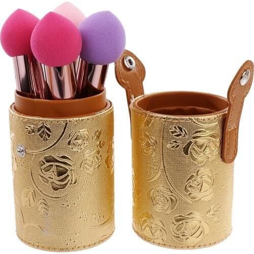 Makeup Brush Holder Cosmetic Brush Case Cylinder Case Double-clasp Storage T