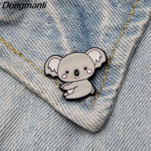 DMLSKY Cute Koala Brooches Funny Enamel Brooch For Women Men Tie Pins Personality Clothes Pin Badge Jewelry M2890