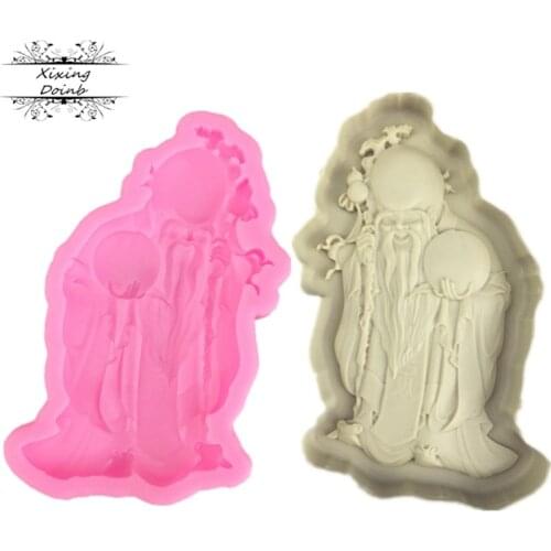 DIY longevity old man shape silica gel mold biscuit jelly pudding candy chocolate mold cake decoration tool