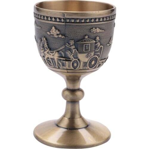 Classical Metal Wine Cup Handmade Small Goblet Household Copper Wine Glass Carving Pattern