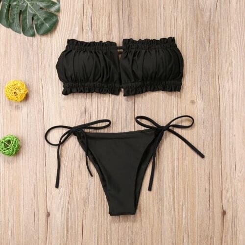 Sexy Womens Two Pieces Bikinis Set Swimwear Suit, Sexy Strap-Free Backless Bra + Triangle Panties 2021 New Fashion