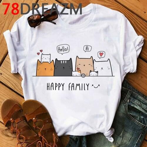 Summer Top Funny Cat T Shirt Women Kawaii Kittens T-shirt Plus Size Women Cute Graphic Tees Unisex Oversized Tee Shirt Female