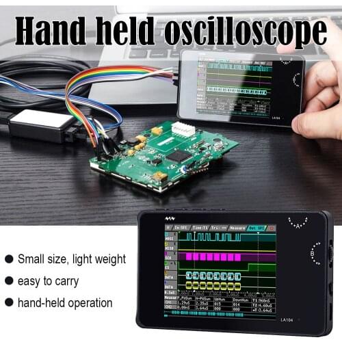 Logic Analyzer 4 Channels 100MHz Max Sampling Rate LA104 USB Mini Built In 8MB Flash Storage 2.8 Inch Digital Oscilloscope