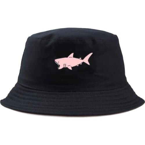 Men Women pink shark Bucket Hat Hip Hop Fisherman Panama Hats Cotton Outdoor Summer Casual Swag Bob Visor Bucket Cap