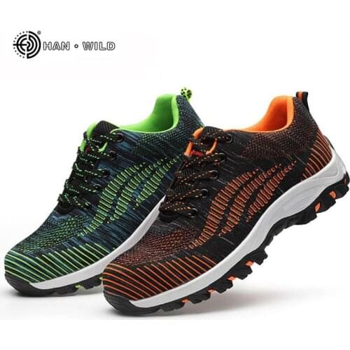 Men Casual Safety Shoes Spring Mesh Lace Up Steel Toe Shoe Mens Puncture Proof Labor Insurance Tenis Work Boots Mens