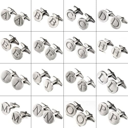 Hot Letter A ~ Z of an alphabet Cufflinks For Mens Lepton Antique Silver plated Letters cuff links Men shirt cuffs Cufflink