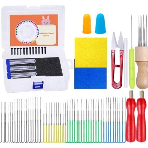 LMDZ 95Pcs Needle Felting Tools Kit with 8 Needles Foam Mat Scissors Instructions Storage Box and Other Felting Supplies