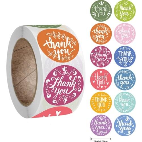 ColoredThank You Stickers Gift For you Flowers Small Business Sticker for Greeting Cards Gift Wrap Stickers Party Wedding Favors