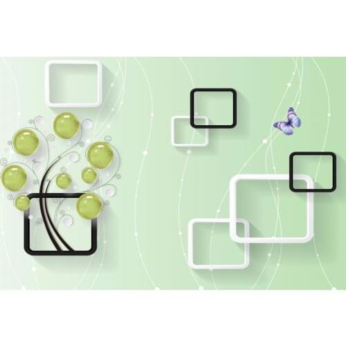 Newest 3D Crystal wall mural Background Wall mural 8d green flower Geometric figure wallpaper living room bedroom abstract mural