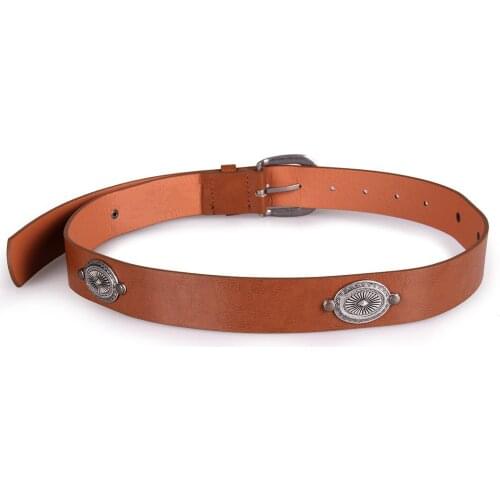 New womens belt retro versatile womens western buckle brown belt BL534