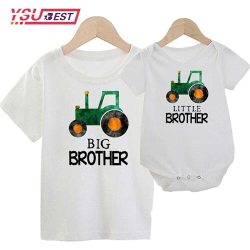 Family Matching Outfits Dad Mom Siblings Matching Shirts Big Brother Little Brother T-Shirts Brothers Truck Tops Maching Outfits